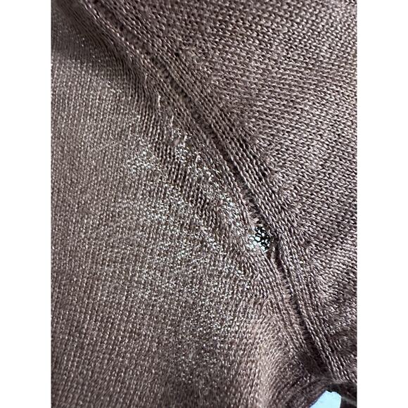 Burberry London Women Brown Flax Linen Knit Pullover Sweater Sz M Flawed Preppy - Picture 10 of 16